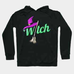 Witch Costume With Hat And Broom For Halloween Hoodie